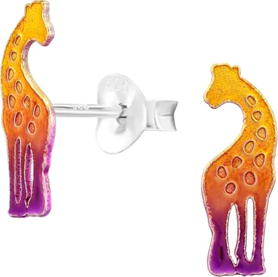 Produktbild von Kinder Ohrringe Ohrstecker 925 Sterling Silber mit bunter Giraffe