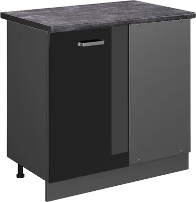 Produktbild von Eckunterschrank Vicco R-Line Schwarz Hochglanz 86 cm , AP Anthrazit, Model 46815