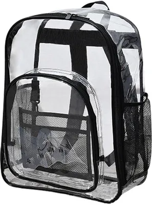 Imagen del producto de Mochila transparente de PVC Ibbenzoa® – apta para estadios, resistente al frío y repelente al agua, costuras reforzadas, correas de hombro ajustables