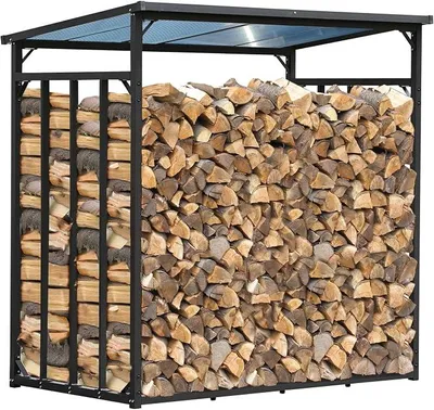 Produktbild von Metall Kaminholzregal Außen 185 x 100 x 185 cm, Basic - 30 mm Stahlprofil, Anthrazit, Wetterfest, Kapazität 3,5 m? (5 SRM), XXXL Garten Kaminholzunterstand Stapelhilfe