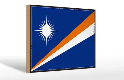 Produktbild von Holzschild Flagge Marshallinseln 30x20cm Retro Flag