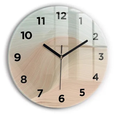 Produktbild von Wallfluent Wanduhr – Stilles Quarzuhrwerk - Uhr Dekoration Wohnzimmer Schlafzimmer Küche - Zifferblatt - schwarze Zeiger - 30 cm - Wellenabstraktion
