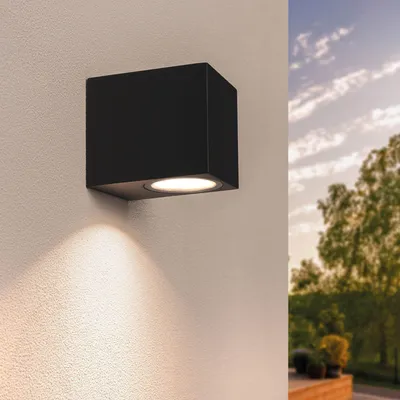 Produktbild von Ledvion Wandleuchte IP54 3W Warmweiß GU10 schwarz dimmbar Quadrat