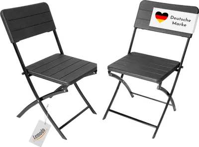 Produktbild von Klappstuhl 2er Set Stühle, schwarz Holz-Optik, Campingstuhl