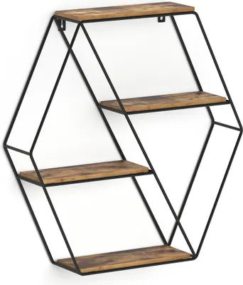 Produktbild von Vicco Wandregal Fyrk, 52 x 52 cm Eckform, Eiche rustikal/Schwarz