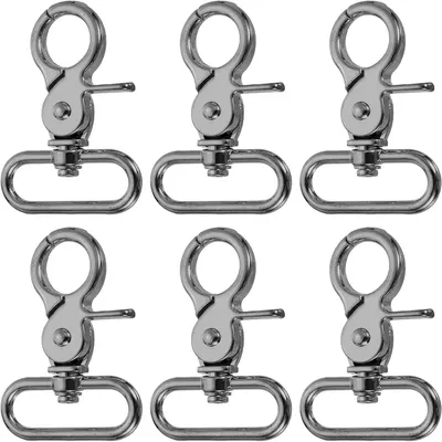 Produktbild von Drehbare Karabinerhaken aus Zinklegerung, 32 mm, 6 Stück, für Schlüssel und Taschen
