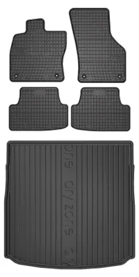 Zdjęcie produktu dla Dywaniki gumowe + mata bagażnika do Seat Leon III 2012-2020 (kombi, górny poziom podłogi) – czarne, dopasowane – Wielganizator SolidPRO