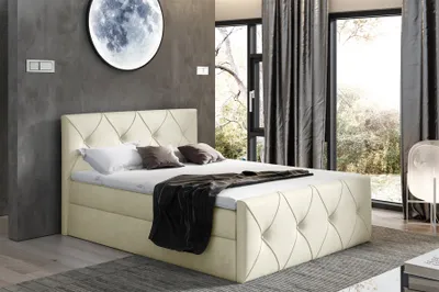 Produktbild von Boxspringbett Schlafzimmerbett LEWIS LUX 160x200cm in Stoff Monolith Creme