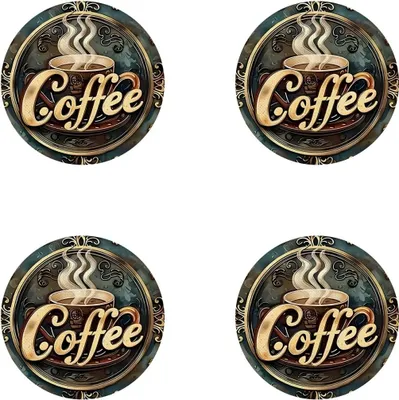 Image de INF Lot de 4 sous-verres à café en polyester antidérapant résistants à la chaleur