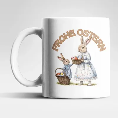 Produktbild von Ostern Hase Ostereier Kaffeetasse Teetasse Tasse Geschenkidee 325 ml – Hase-02