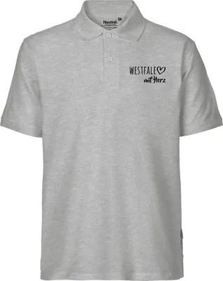 Produktbild von Huuraa Herren Polo Shirt Westfale mit Herz S Sport Grey Bio Baumwolle Fairtrade Poloshirt Geschenkidee