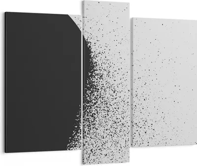 Produktbild von Bild auf Leinwand - Leinwandbild - 3 Teile - Abstraktion Schwarzweiß Geometrie - 95x80cm - Wand Bild - Wanddeko - Wandbilder - Leinwanddruck - Bilder - Wanddekoration - Leinwand bilder - CB95x80-4922