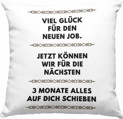 Produktbild von Trendation - Jobwechsel Deko-Kissen mit Füllung 40x40 Geschenk Kollegin Kollege Lustig Abschiedsgeschenk Sprüche - Viel Glück Für den Neuen Job (Blau)