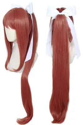 Immagine prodotto di Parrucca rossa, 45 cm - Cosplay/Costume - Halloween - Fibre sintetiche - Resistente al calore - Lunga parrucca con fiocco