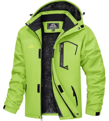 Produktbild von Herren Winterjacke wasserdicht winddicht warm Fleece-Futter L Neongrün