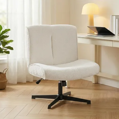 Produktbild von HOMCOM Sessel Drehbarer Höhenverstellbar Loungesessel mit Samtoptik, Cremeweiß