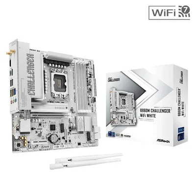 Produktbild von ASRock B860M Challenger WiFi White 1851 mATX HDMI/DP DDR5 - Mainboard - Intel Sockel 1851 (Core Ultra 100&200)