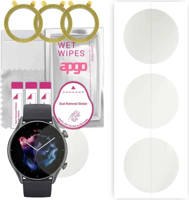 Produktbild von apgo 3 Stück Schutzfolie, Matt, kompatibel mit Amazfit GTR 3 Smartwatch, Hydrogel Displayschutzfolie mit Positionierhilfe, Displayfolie, robust und kratzfest