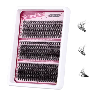 Produktbild von 300Pcs Wimpern Extensions, DIY Cluster Lashes, Natürlich Wimpernverlängerung 10-18mm(30 40 50D)