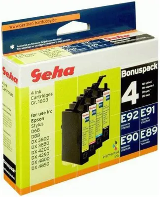 Produktbild von 4 Geha Tintenpatronen im Multipack für Epson ersetzt Nr. T0615 farbig + schwarz