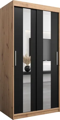 Produktbild von Kleiderschrank, Schiebetürenschrank Schlafzimmer, Schrank mit Spiegel POLE 100 cm