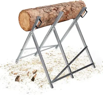 Produktbild von Verstellbare Metall-Sägebrett - 79,5x82x80 cm - mit 3 Halterungen und Zähnen - bis 150 kg - Sägehilfe