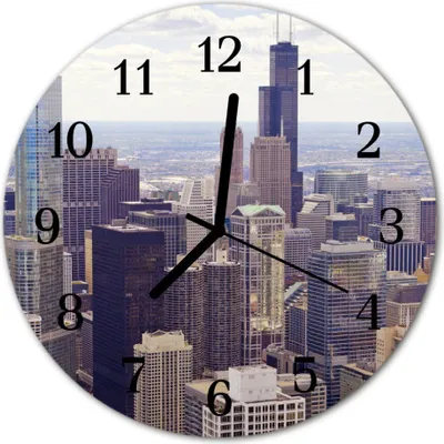 Produktbild von Glasuhr Wanduhr Küchenuhr Echt-Glas 30fi cm Skyline mehrfarbig