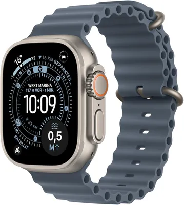 Produktbild von Apple Watch Ultra 3 GPS + Cellular 49mm Titan Natur mit Ocean Armband Maritime Blue