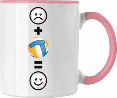Produktbild von Trendation - Volleyball Tasse Geschenkidee für Volleyball-Spieler Geburtstag Lustiges Geschenk :( + Volleyball = :) (Rosa)