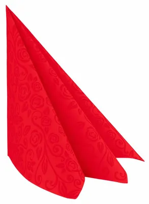 Produktbild von 50x Servietten Airlaid 40x40cm 1/4 -Falz mit Rosenmuster rot