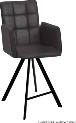 Produktbild von Thekenstuhl (8er-Set) Delcine 52x108x60 Schwarz/Anthrazit