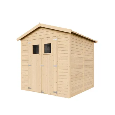 Immagine prodotto di Casetta da giardino in legno TIMBELA CON PAVIMENTO IMPREGNATO - Deposito con finestre -H228x222x233 cm/4,2 m² casetta in legno naturale truciolato - M351+M351G