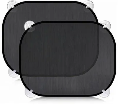 Productafbeelding van Ibenzoa® Automatische zonwering voor auto's – 2-delige set, zijruitbeschermers van 44 x 36 cm, nylonnet met UV-bescherming (tot 98%), met zuignappen