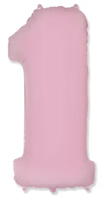 Image de Ballon en aluminium, chiffre 1, couleur pastel rose, dimensions : 102 cm