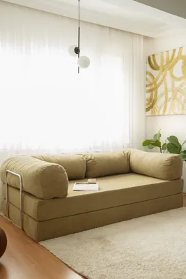 Produktbild von Hanah Home, Nook - Khaki, 3-Sitzer-Schlafsofa, Khaki, 100% SAMT, 200 x 100 x 70 cm