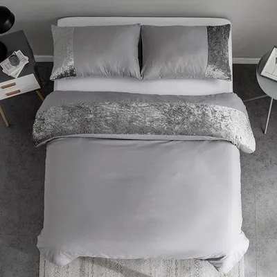 Immagine prodotto di Biancheria da letto 135x200 cm, grigio, patchwork, velluto, microfibra
