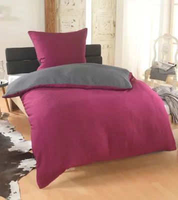 Produktbild von Dreamhome Mikrofaser-Seersucker-Bettwäsche 2-teilig, 135 × 200 + 80 × 80 cm, Bordo-Grau