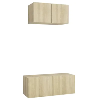 Produktbild von vidaXL 2-tlg. TV-Schrank-Set Sonoma-Eiche Holzwerkstoff