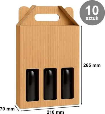Obrázek produktu pro Ozdobné krabice z vlnité lepenky na 3 lahve piva 210 x 70 x 265 mm, 10 kusů