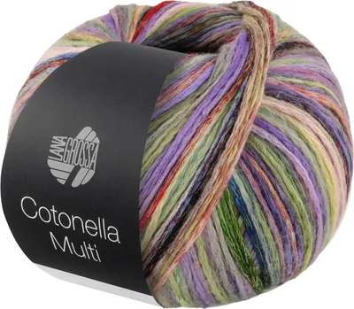 Produktbild von Lana Grossa COTONELLA MULTI 100 g weiches Kettengarn aus Pima-Baumwolle 270 m  Farbe 106 - Lila/Orange/Gelb/Grün/Weiß bunt