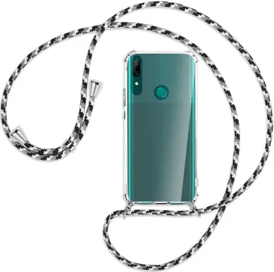 Produktbild von Handykette Backcover-Schutzhülle mit Band (Metall silberfarben) für Huawei P Smart Z - schwarz/grau/weiß