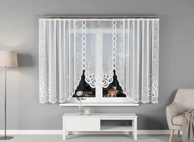 Produktbild von EWELINA - Fertiggardine aus Jacquard mit Schnitt unten - 400x160 cm - weiß