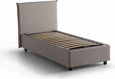 Produktbild von Einzelbett Dapuzz, Containerbett mit Stoffbespannung, 100%  Italy, Frontöffnung, passend für Matratze Cm 80x190, Turteltaube