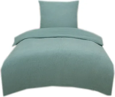 Produktbild von Casa Colori Bettwäsche Salbei, 135x200 cm, Musselin 100% Baumwolle, Unifarben, Knopfleiste, 4 Jahreszeiten, 2- oder 4-teilig, 130 g/m², waschbar 60°C, trocknergeeignet