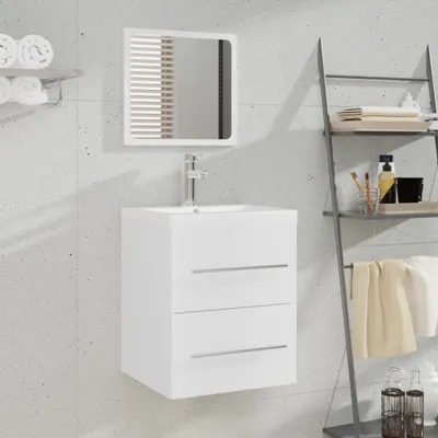 Image de The Living Store Armoire de salle de bain avec miroir blanc 41x38,5x48 cm