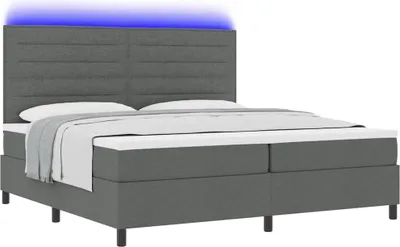 Obrázok produktu pre Posteľ s pružinovým rámom s LED Tmavo šedá 200 x 200 cm látka