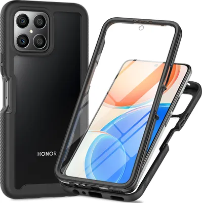 Image de Etui pour Huawei Honor X8, bumper avec protecteur d'écran intégré Etui de protection 360° pour le corps entier noir