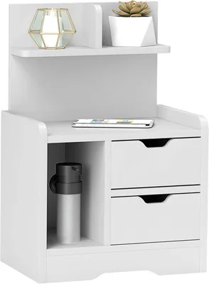 Productafbeelding van Nachtkastje - Bijzettafeltje - Opbergkastje - Bedkastje - Ladenkastje - Wit - 40x30x60 cm - Spaanplaat