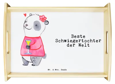 Produktbild von Mr. & Mrs. Panda Tablett Panda Beste Schwiegertochter der Welt - Weiß - Geschenk, Dankeschön, Angeheiratet, Sofa, kaffeetablett, Hochzeit, Deko, Tochter, Geschenkidee