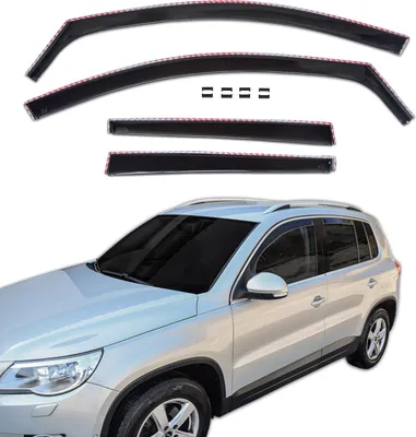 Produktbild von J&J AUTOMOTIVE | GP Windabweiser Für Volkswagen Tiguan 2008-2016 4tlg, GP Regenabweiser, Schwarz, Getönt, Aerodynamisch, Einfache Montage, Befeistigung mit Clips